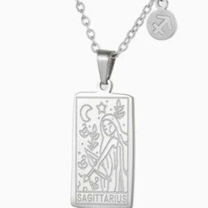 Sagittarius Zodiac Necklace 18K Gold Electro-Plated Stainless Steel Silver
